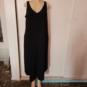 Sami & Jo Black V-Neck Wide-Leg Jumpsuit with Ring Shoulder Detail